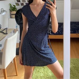 Brandy Melville Dark Blue Dress with White Floral Print